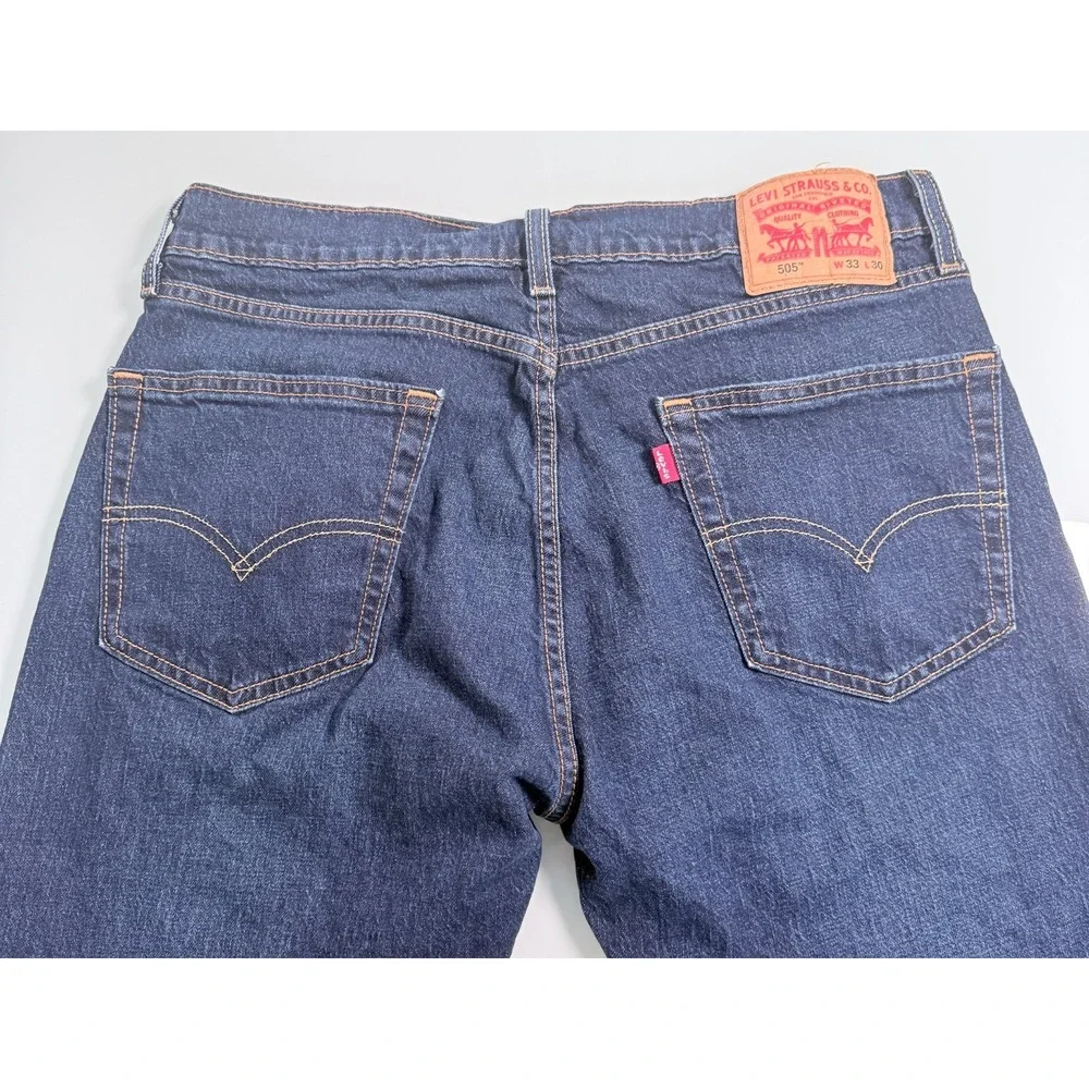 Levi's 505 Red Tag Jeans Mens 33x30 Dark Wash Blue Denim Preppy